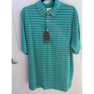 Greg Norman Men's Golf Polo shirt,Green Large Striped NWT